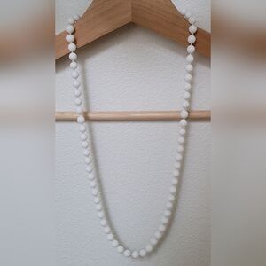 Monet Vintage White Knotted Glass Bead Necklace